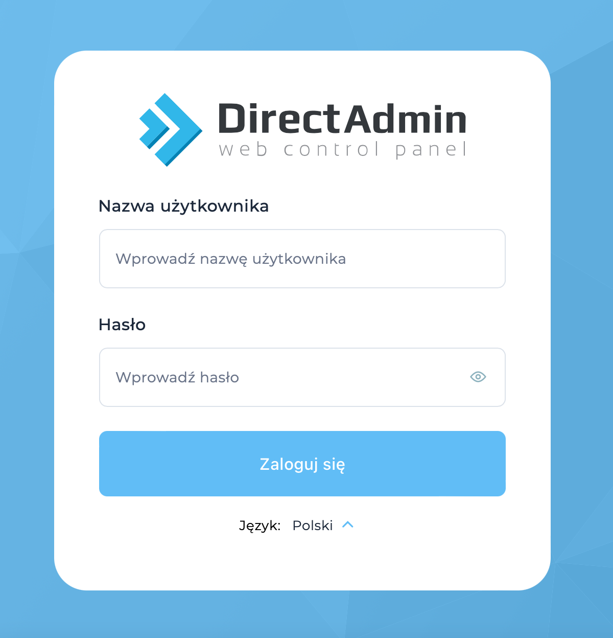 Nowa strona logowania w panelu DirectAdmin